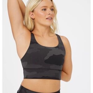Aerie OFFLINE High Neck Medium Support Stretch Sports Bra Black Grey Camo Size S